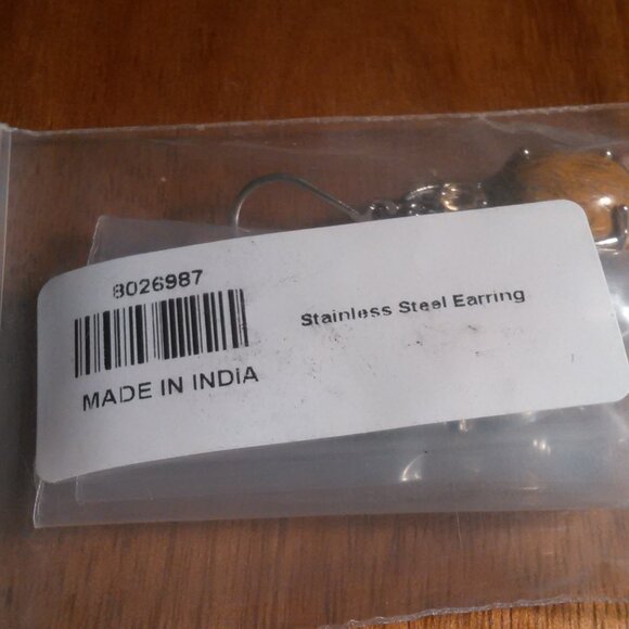 Script Stone and Brazilian Citrine Stainless Steel Lever Back Earrings - Picture 11 of 11